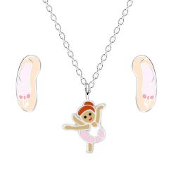 Ballerina & Ballet Shoes Enamel &sterling Silver Earrings And Necklace Set