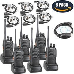 BAOFENG Bf-888s Two Way Radio With Built In Led Flashlight Pack Of 6 +covert Air Acoustic Tube Headset Earpiece