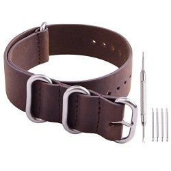 Ritche Genuine Leather Nato Strap 20MM Rich Brown Replacement Timex Weekender Watch Band
