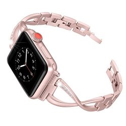 Secbolt Stainless Steel Band Compatible Apple Watch Band 38MM 40MM Women Iwatch Series 4 Series 3 Series 2 1 Accessories Metal Wristband X-link Sport Strap Rose Gold