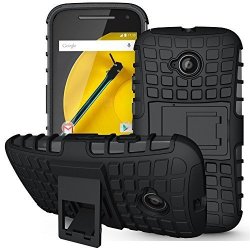 Moto E 2ND Gen Case Sophmy Hybrid Dual Layer Armor Protective Case Cover With Kickstand For Motorola Moto E 2ND Generation 2015 Release Black