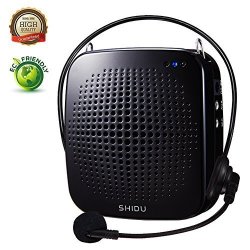 Portable Voice Amplifier 15W Shidu Personal Speaker Microphone Headset Rechargeable MINI Pa System For Teachers Tour Guides Coaches Classroom Singing Yoga Fitness Instructors Presentations Black