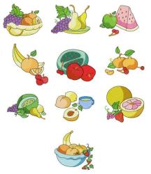 Machine Embroidery Design Set - Fruit 10 Pictures