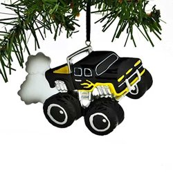 Personalized General Monster Truck Christmas Tree Ornament 2019 - Black Mighty Pickup Vehicle Machine Large Tires Field Trailer Boy Holiday Toy Jam Suv Horsepower