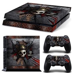 Zoomhit PS4 Playstation 4 Console Skin Decal Sticker Skull Metal + 2 Controller Skins Set