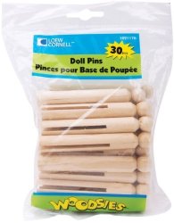 SIMPLY Art Wood Round Doll Pins 30 Ct.