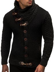 Nelson Leif Men's Knitted Jacket Cardigan - Large - Black