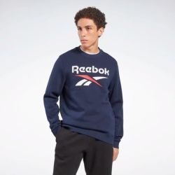 Reebok Men's Identity Fleece Stacked Logo Crew Sweatshirt - Vector Navy
