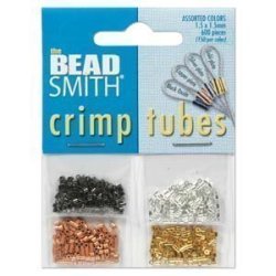 Beadsmith 4 Color Variety Pack Plated Crimp Beads 1.5X1.5MM 600 Total