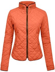 Ne People Womens Lightweight Quilted Zip Jacket-rust-m