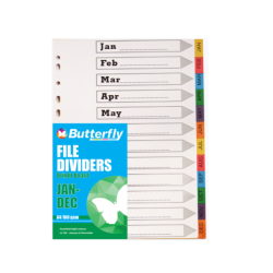 A4 File Dividers Bright Board - Jan-dec Pack Of 10