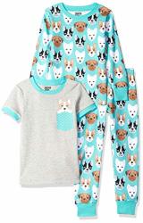 Spotted Zebra Girls' Kids Snug-fit Cotton Pajamas Sleepwear Sets 3-PIECE Puppies XS