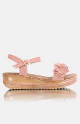 Ladies Flower Detail Sandals - Mink - Mink UK 7