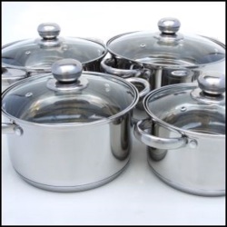 Snappy Chef 8pc Stainless Steel Cookware Set With Glass Lids