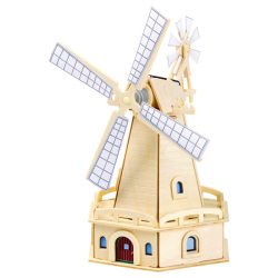3d Solar Power Windmill Energy Kits Brick Block Wood Puzzle Model Toy