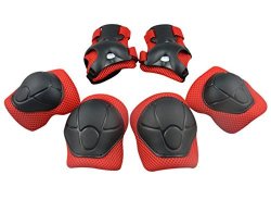 Panegy Kids Sport Protective Gear Pads Child Cycling Riding Biking Roller Skating Knee Elbow Wrist Set Equipment 6PCS Red