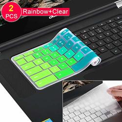 2 Pack Acer Chromebook 14 Keyboard Protector Skin Cover For 2018 Acer Chromebook 14 Acer Chromebook Spin 13 CP713 Compatible Lenovo Chromebook N42 N42-20 Clear+rainbow