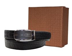Fino AT203 Genuine Leather Mens Croc Design Auto Ratchet Belt With Box