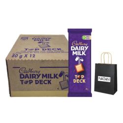Cadbury Box Of 12 - 80G - Dairy Milk Chocolate - Top Deck + Natan Gift Bag
