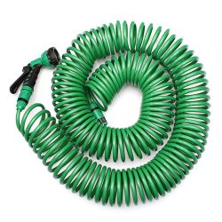 30m Eva Coiled Stretch Down Garden Hose With Nozzle