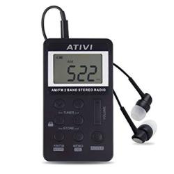 AM Fm Pocket Radio Ativi Portable MINI Digital Tuning Fm Stereo Radio With Rechargeable Battery Lcd Display And Earphone For Walk Black