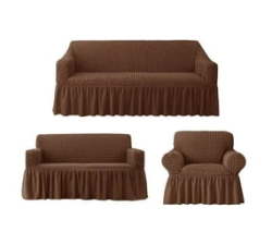 3PCS Elastic Stretchable Universal Couch Cover Brown