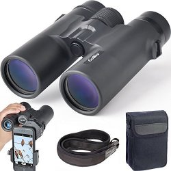 Gosky 10X42 Roof Prism Binoculars For Adults HD Professional Binoculars For Bird Watching Travel Stargazing Hunting Concerts SPORTS-BAK4 Prism Fmc Lens-with Phone Mount Strap