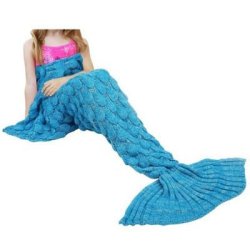 Kids Pleated Mermaid Tail Blanket 6081 - Blue