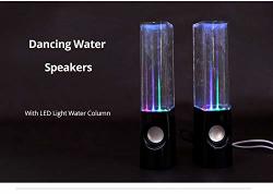 LED Light Dancing Water Speakers Fountain Music For Desktop Laptop Computer PC USB Powered Stereo Speakers 3.5MM Audio Black Line-in Speakers