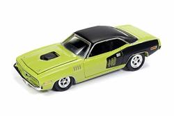 Johnny Lightning 1971 Plymouth Barracuda Curious Yellow RC009 48A - 1 64 Scale Diecast Model Toy Car