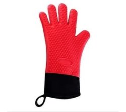 Silicone Kitchen Oven Glove mitt Heat Resistant Non Slip Single Glove - Bright Red