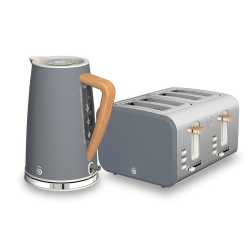 Swan Nordic Polished Stainless Steel Cordless Kettle & 4 Slice Toaster