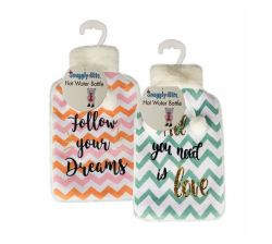 Hot Water Bottle With Printed Fur Cover 2 Pack