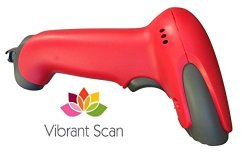 Red Vibrant SCAN1D Barcode Scanner With Stand & Cable USB - By Pac Supplies Usa
