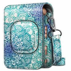 Fintie Carrying Case For Fujifilm Instax MINI Liplay Hybrid Instant Camera - Premium Vegan Leather Portable Bag Cover With Removable Strap Emerald Illusions