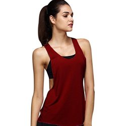Womens Sports Vest Napoo Loose Backless Sleeveless Knitted Solid Gym Vest Training Run S Wine Red