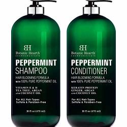 Botanic Hearth Peppermint Oil Shampoo And Conditioner Set - Hair Blooming Formula With Keratin For Thinning Hair - Fights Hair Loss Promotes Hair Growth-sulfate