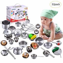 Stylishbuy Play House Toys Children's Play House Kitchen Toy Sets 18PCS 25PCS 32PCS 40PCS Super Anti-fall Stainless Steel Boys And Girls Toys