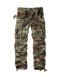 Must Way Women's Casual Loose Fit Plus Size Camouflage Multi Pockets Cargo Pants Battlefield Camo 27