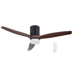 Bright Star Lighting - Ceiling Fan With Solid Wooden Blades In Walnut Colour With Light
