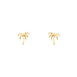 Tiny Palm Tree Studs Brass