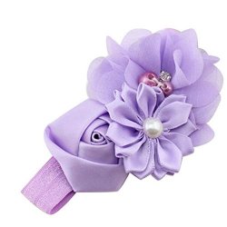 BABY Girl's Beautiful Headbands Elastic Hairband For Photograph Big Flower Turban Headband Purple