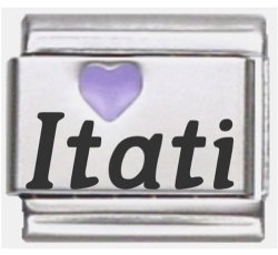 Itati Purple Heart Laser Name Italian Charm Link
