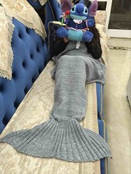 Casofu Mermaid Tail Blanket Crochet And Mermaid Blanket For Adult Super Soft 71"X32" Grey