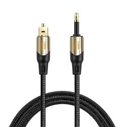 Cablecreation 3 Feet Toslink To MINI Toslink Digital S pdif Audio Optical Fiber Cable 24K Gold Plated Compatible Chromecast Audio Imac Mac Pro&more Black &