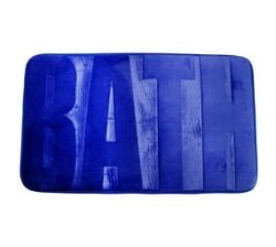 75X45CM Plush Embossed Memory Foam Bathroom Mat - Bath - Dark Blue