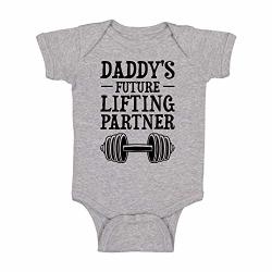 Daddy's Future Lifting Partner - Funny Cute Infant Creeper One-piece Baby Bodysuit Light Grey 12 Months