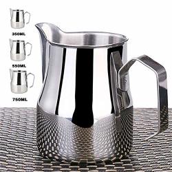 DW007 Milk Pitcher Measuring Milk Frothing Jug 600 Milliliter Blufied Stainless Steel Jug Cup For Barista Cappuccino Espresso Machine Coffee Cafe Latte Maker Art