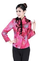 JTC Women Chinese Jacket Long Sleeve Flowers L: Approx Bust 35.8"