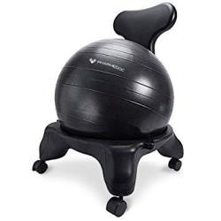 PharMeDoc Balance Ball Chair - Back Support For Home And Office With Exercise Ball Pump Removable Back & Lockable Wheels